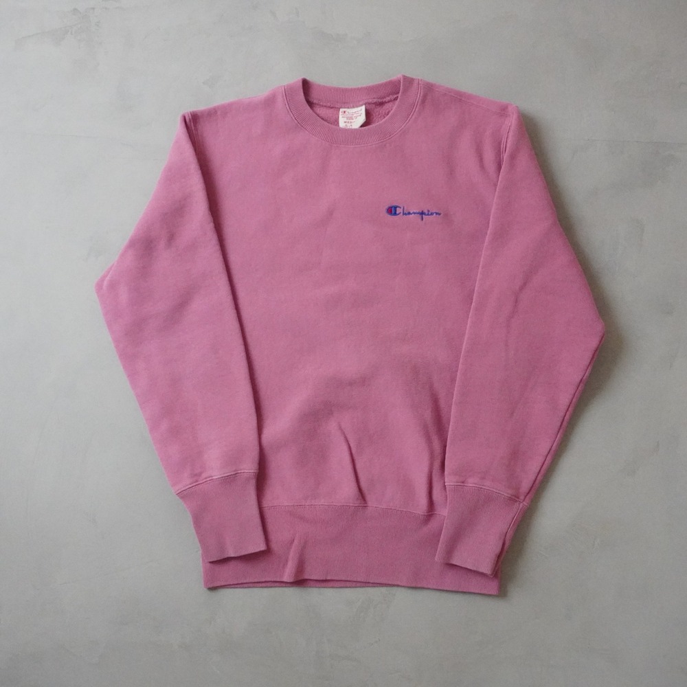 Vintage Champion Reverse Weave Sweatshirt Medium Pink Embroidered Pullover 90s